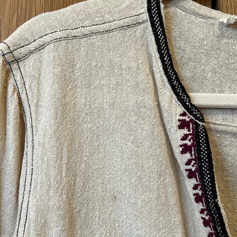 Isabel Marant Embroidered Boho Raw Silk Blouse Cream Size 42 Festival Western - Picture 6 of 8